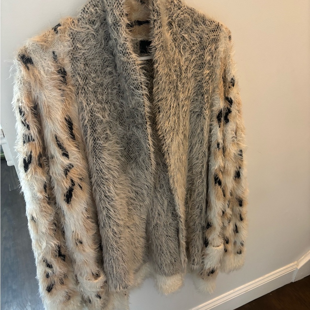 MINKPINK Cream and Black Fuzzy Cardigan - Picture 4 of 5